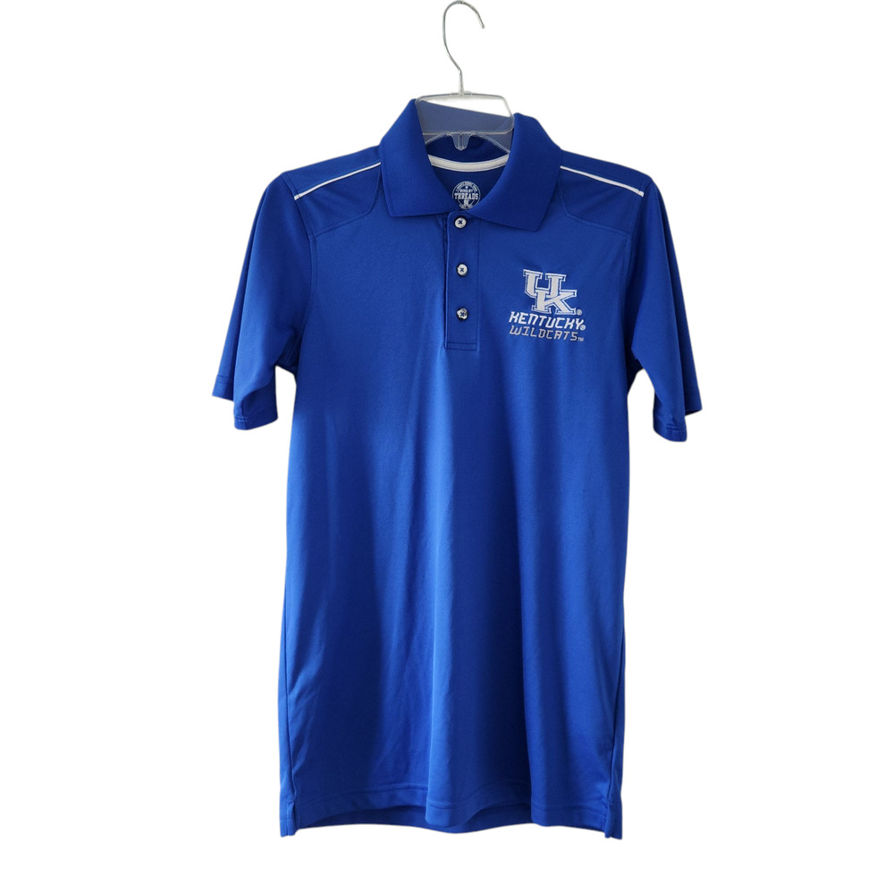 UK University of Kentucky Men Polo Shirt Small Blue White Collared Shirt Wildcat